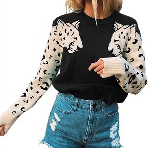 Leopard Sleeve Sweater (NEW with tags)